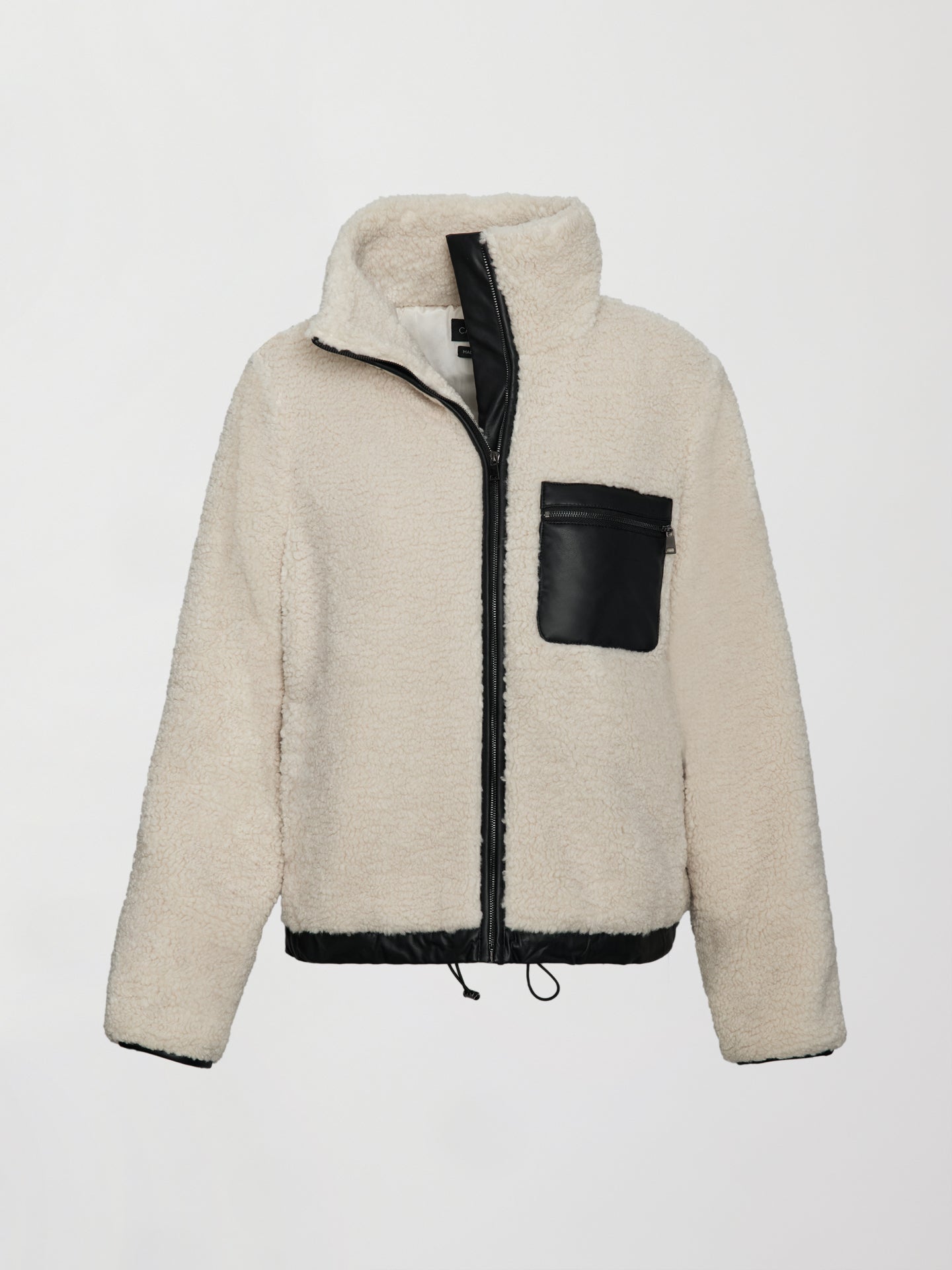 Carbon38 Faux Leather Sherpa Jacket - Natural