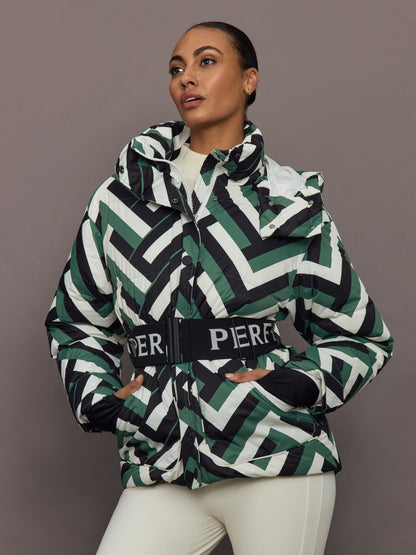 Carbon38 Cortina Ski Parka - Waffle Print - Green