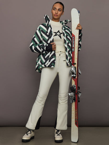 Carbon38 Cortina Ski Parka - Waffle Print - Green