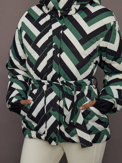Carbon38 Cortina Ski Parka - Waffle Print - Green