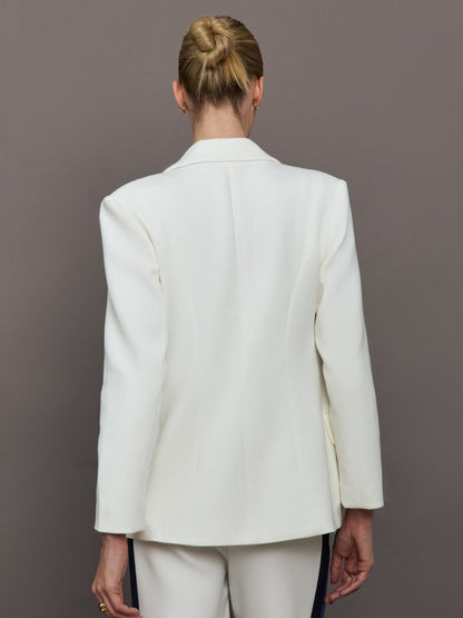 Carbon38 Single Breasted Blazer in Scuba - Ivory