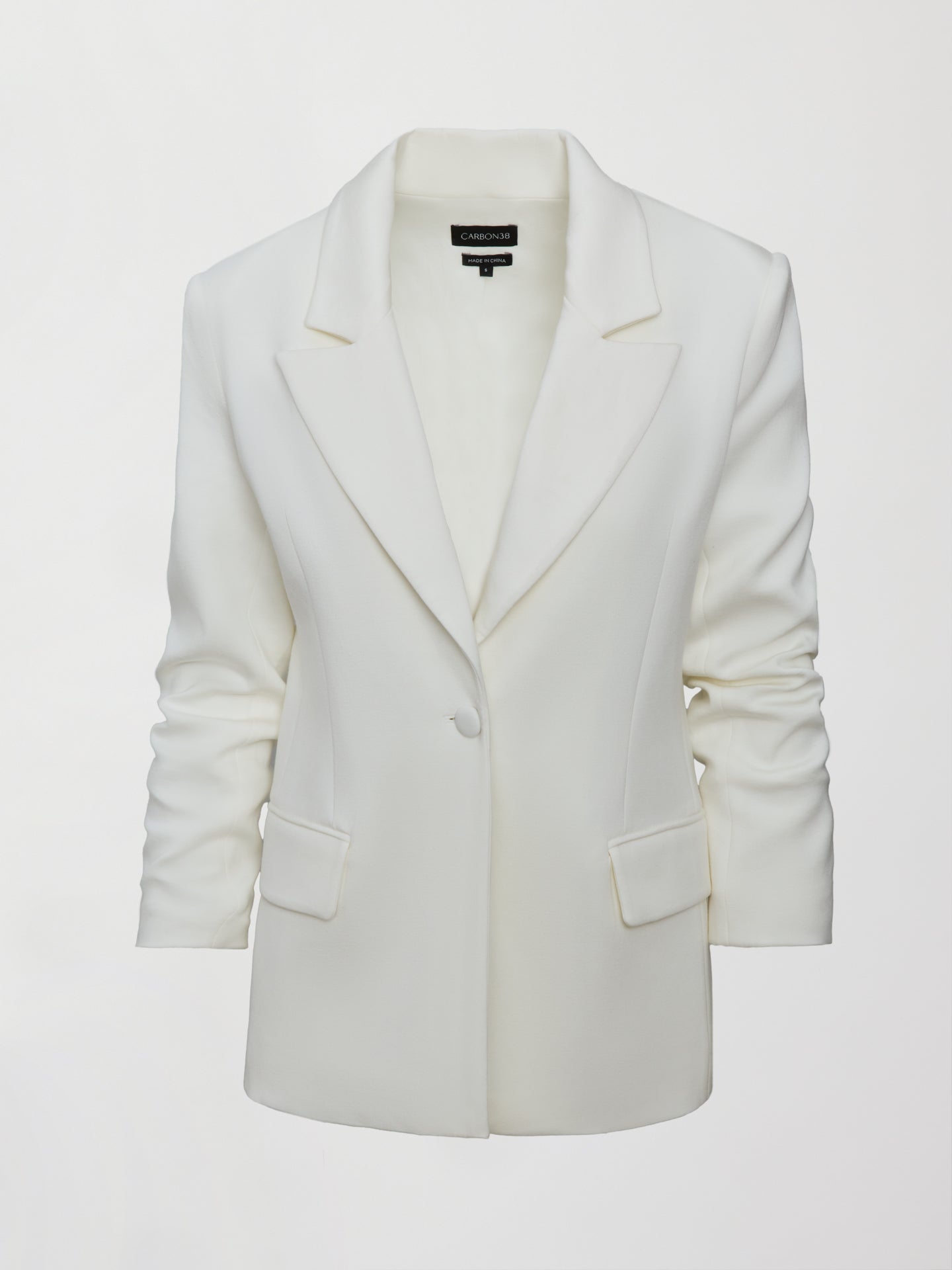 Carbon38 Single Breasted Blazer in Scuba - Ivory