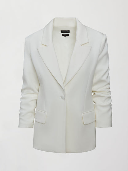 Carbon38 Single Breasted Blazer in Scuba - Ivory