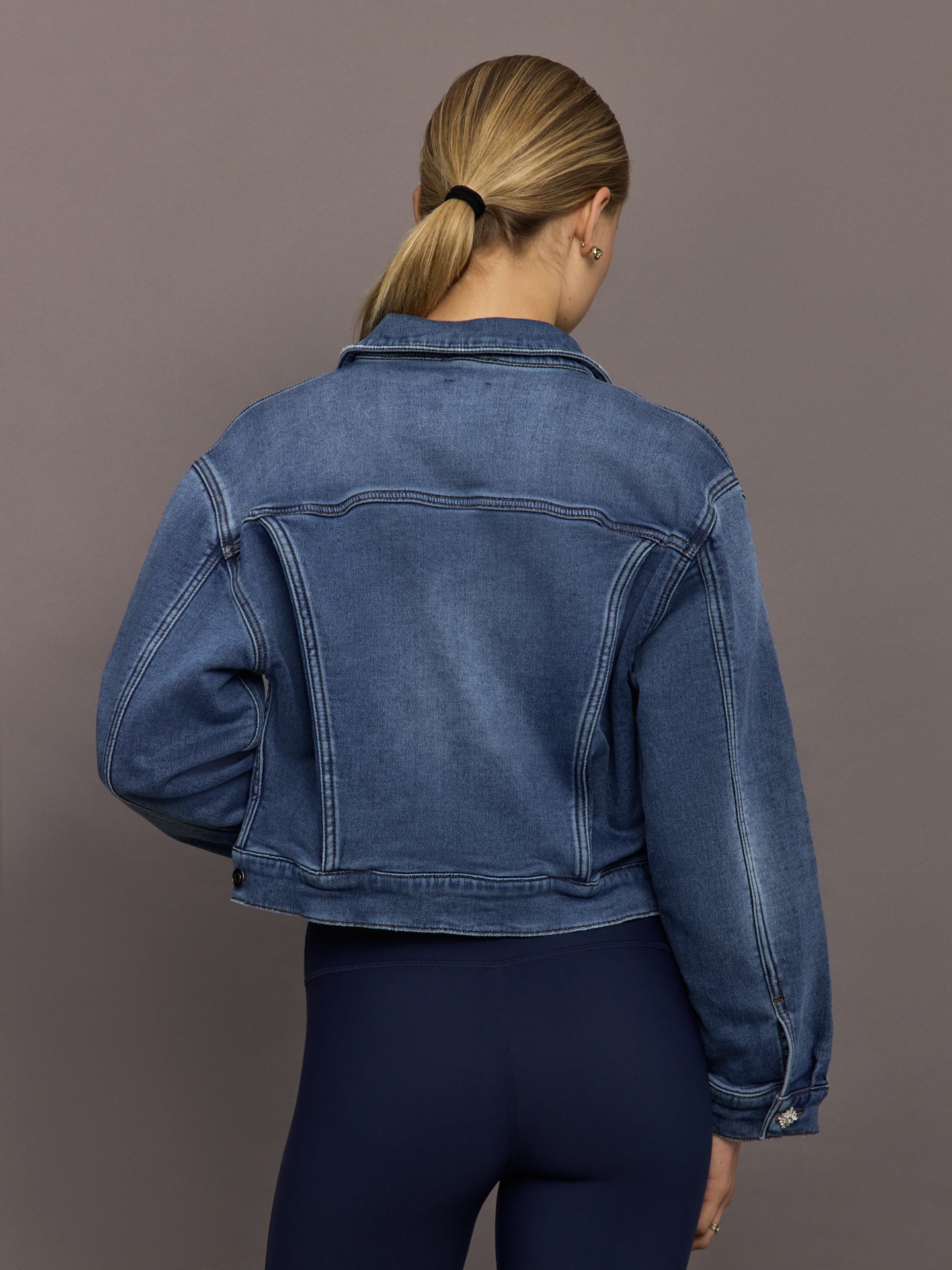 Carbon38 Jeweled Cropped Denim Jacket - Dark Wash
