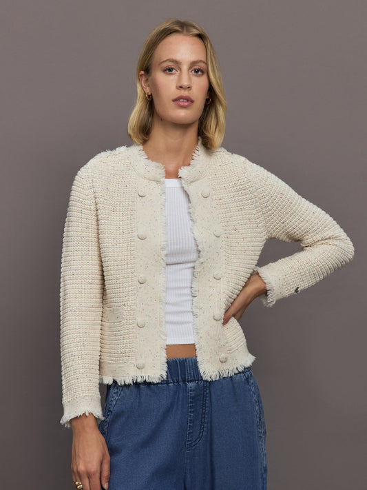 Carbon38 Fringe Beauler Cardigan - Multi Neutral