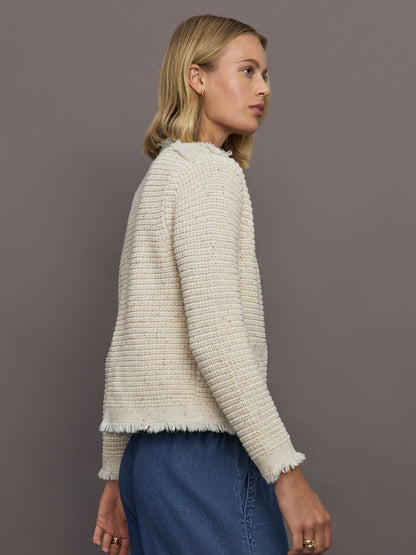 Carbon38 Fringe Beauler Cardigan - Multi Neutral