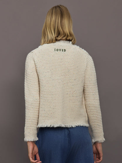 Carbon38 Fringe Beauler Cardigan - Multi Neutral