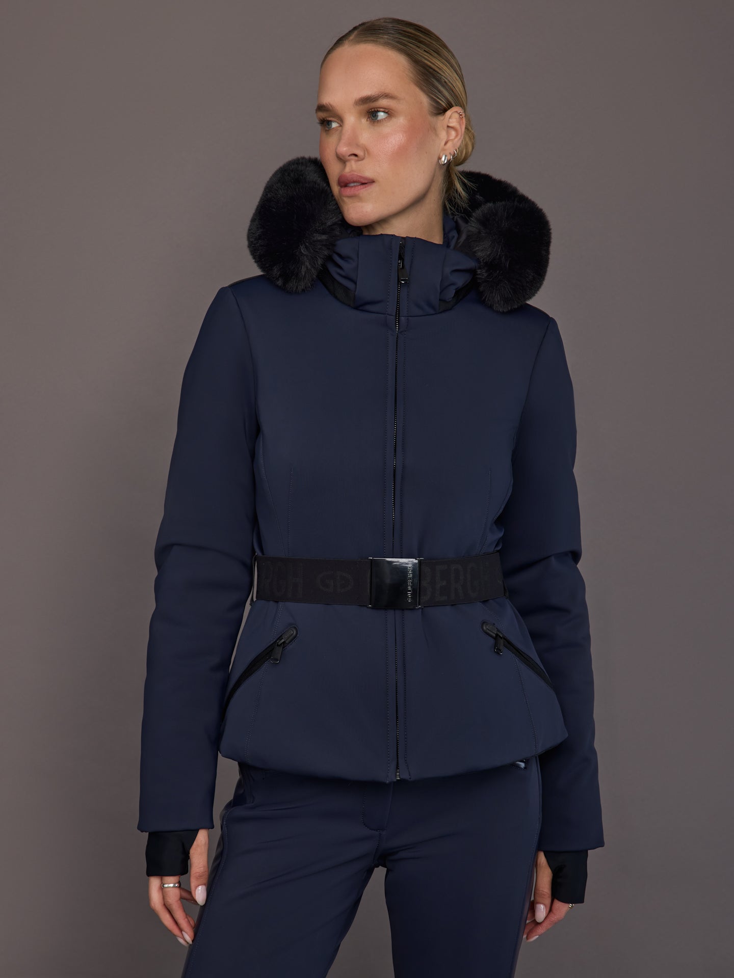 Carbon38 Hida Ski Jacket Faux Border - Navy