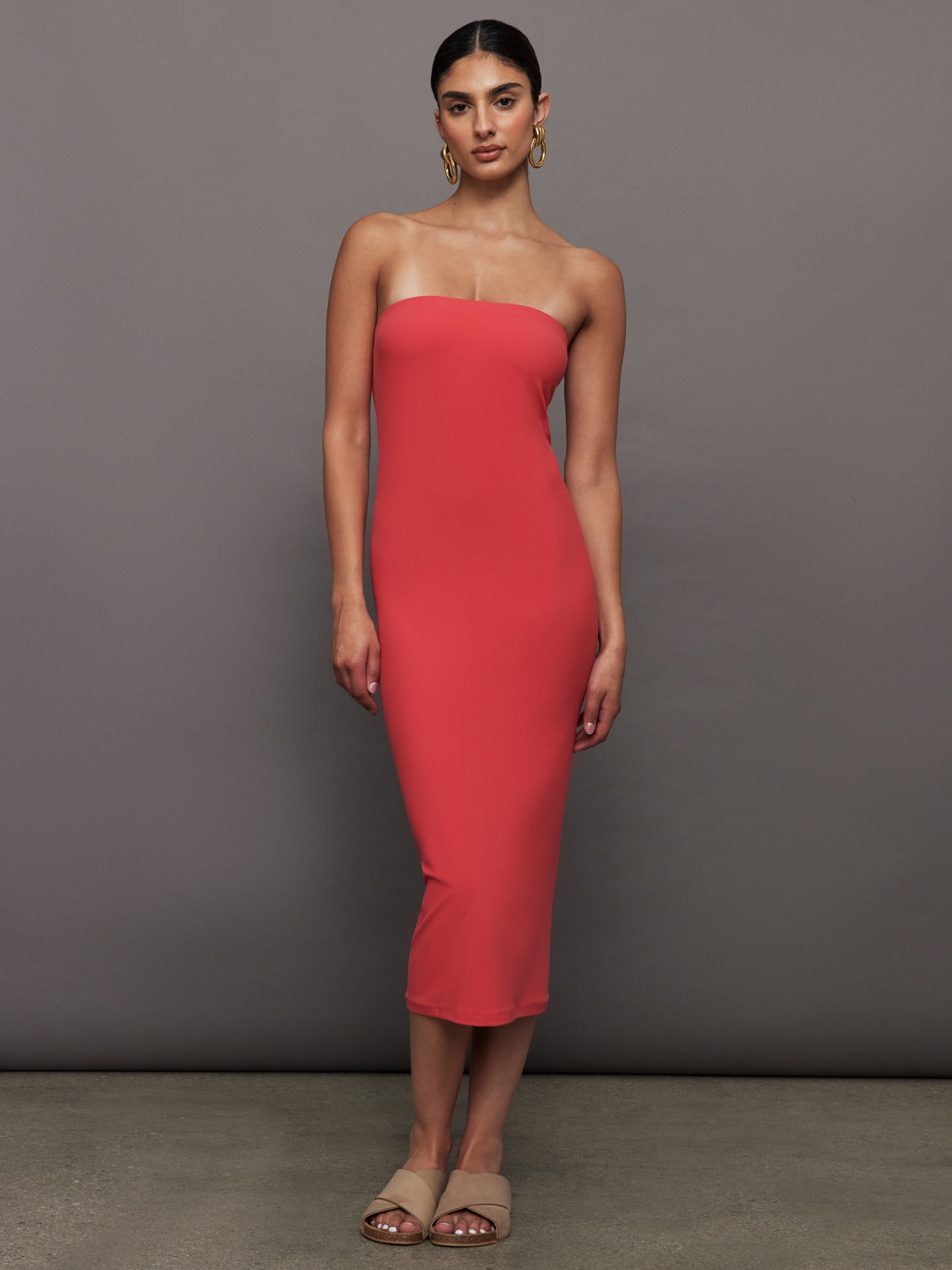 Carbon38 Strapless Dress in Melt - Tomato