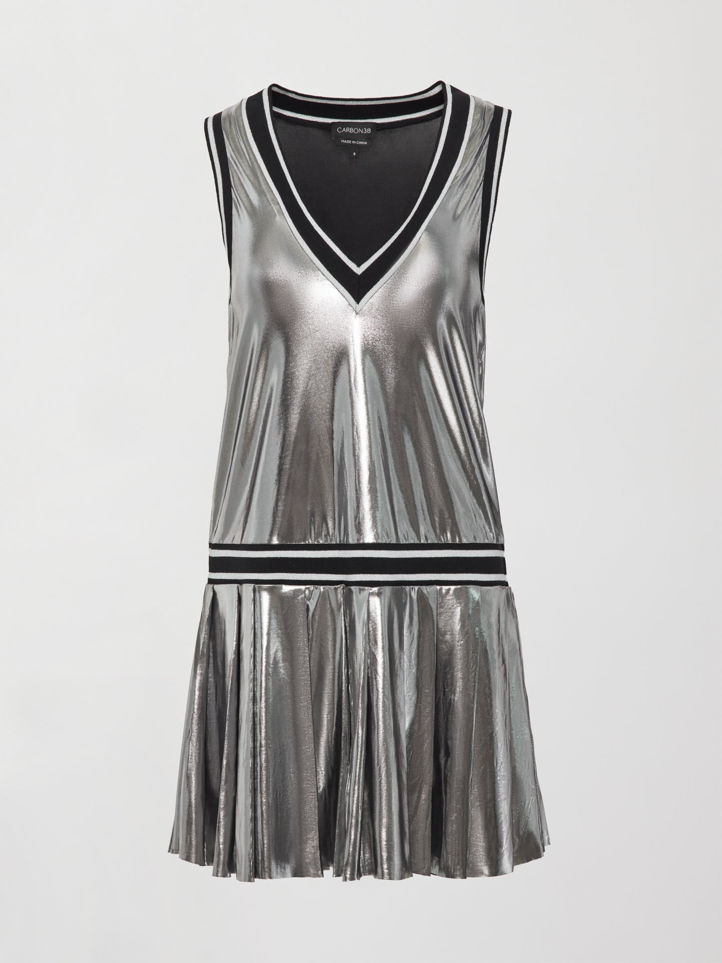 Carbon38 Metallic Pleated Tennis Dress - Silver
