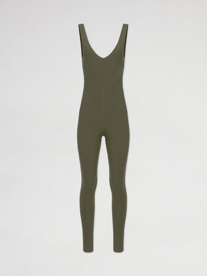 Carbon38 V-Neck Jumpsuit in Melt - Olive