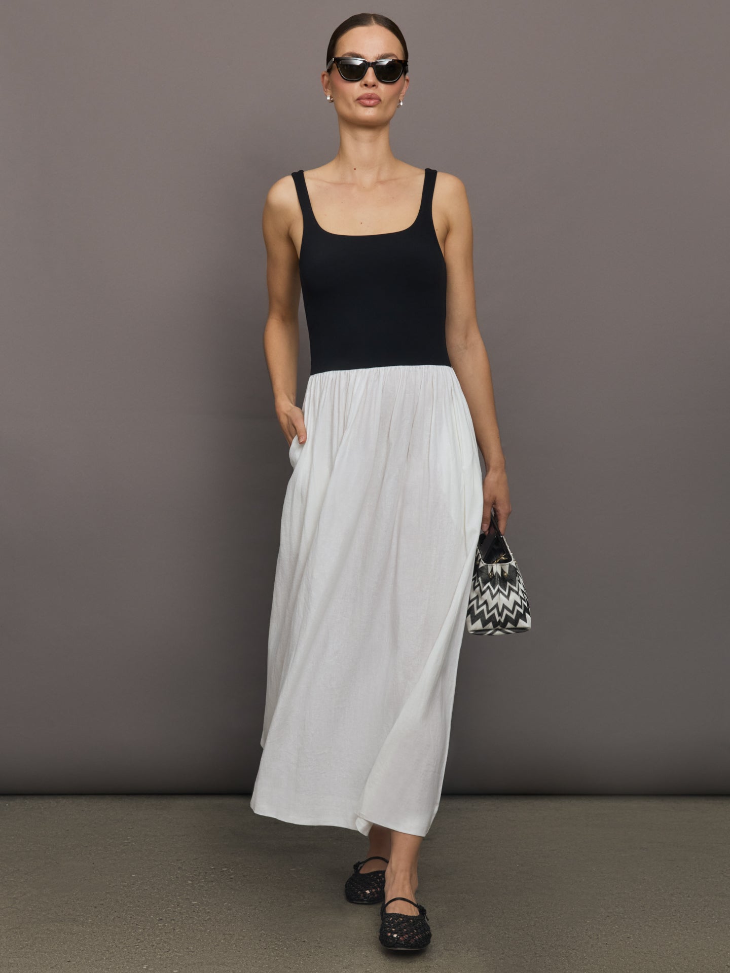 Carbon38 Linen and Melt Dress - Black/White