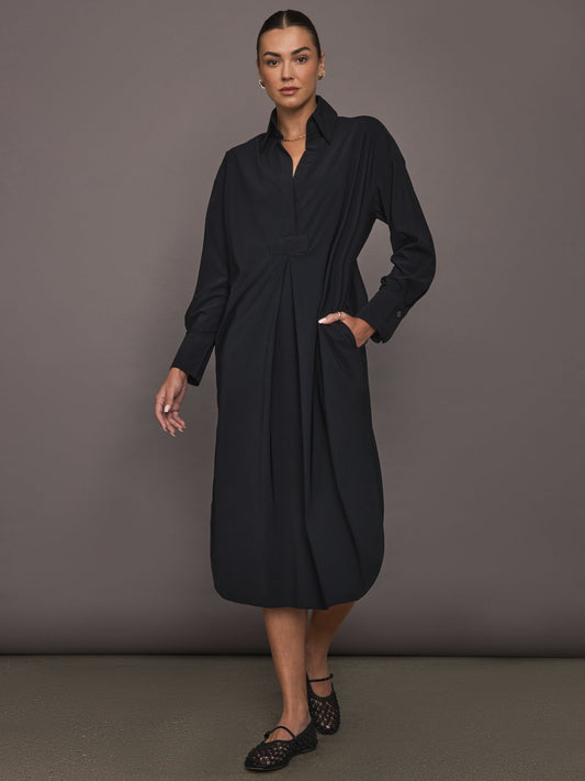 Carbon38 Tropez Oversized Shirt Dress - Black