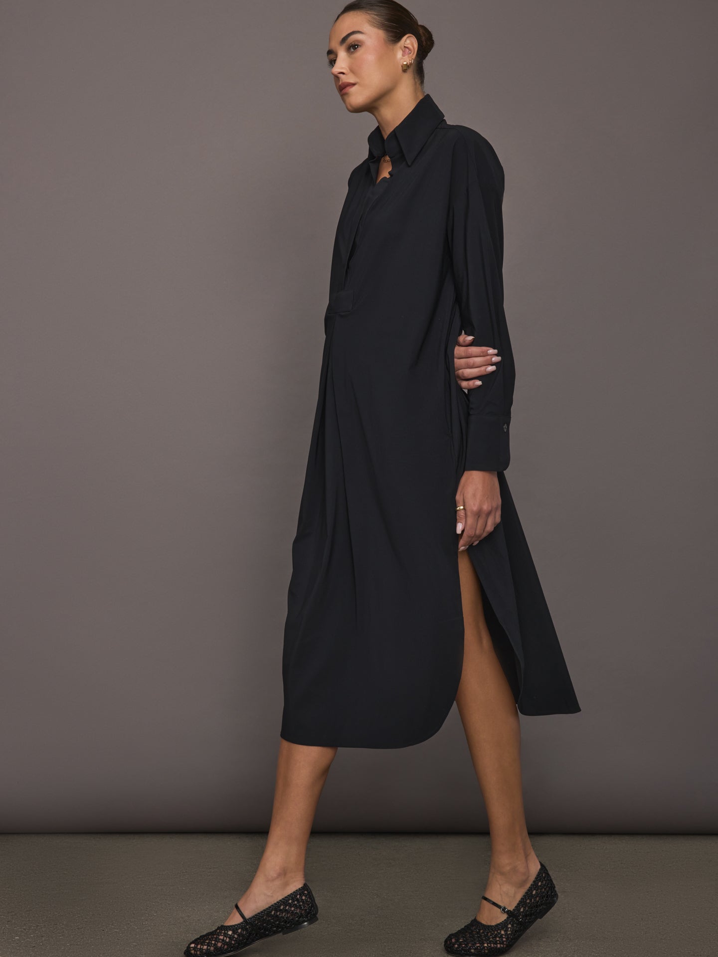 Carbon38 Tropez Oversized Shirt Dress - Black