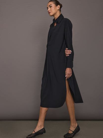 Carbon38 Tropez Oversized Shirt Dress - Black