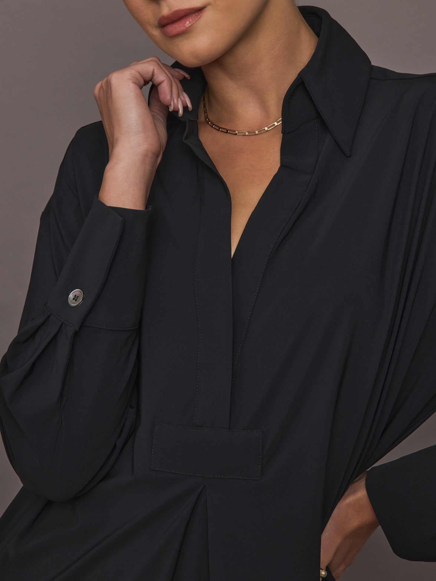 Carbon38 Tropez Oversized Shirt Dress - Black