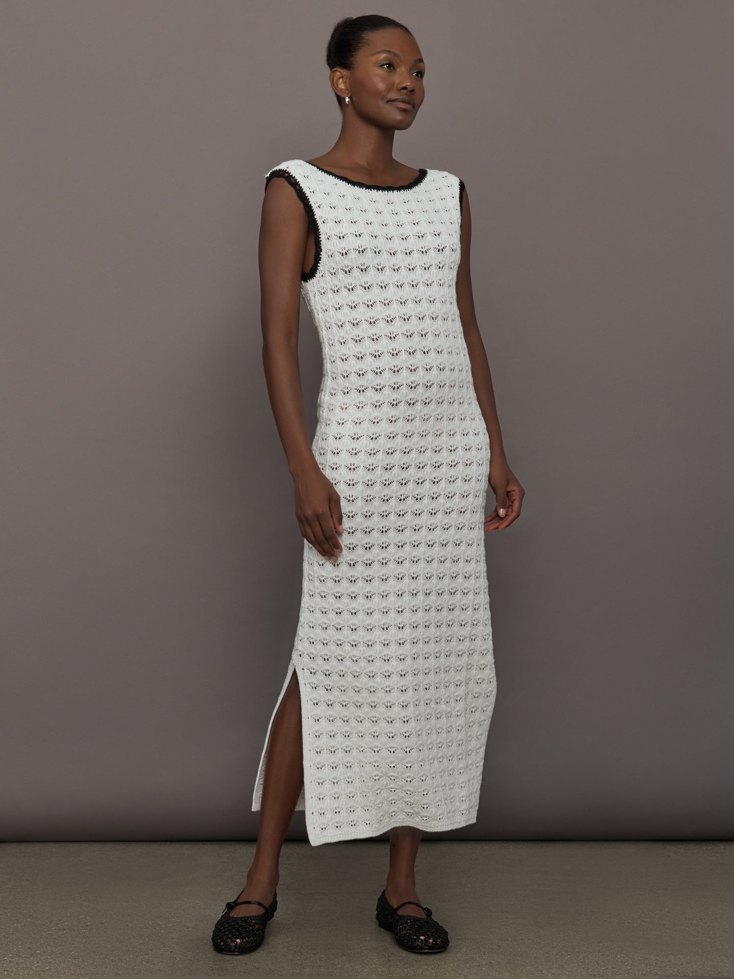 Carbon38 Open Back Knit Crochet Dress - Ivory