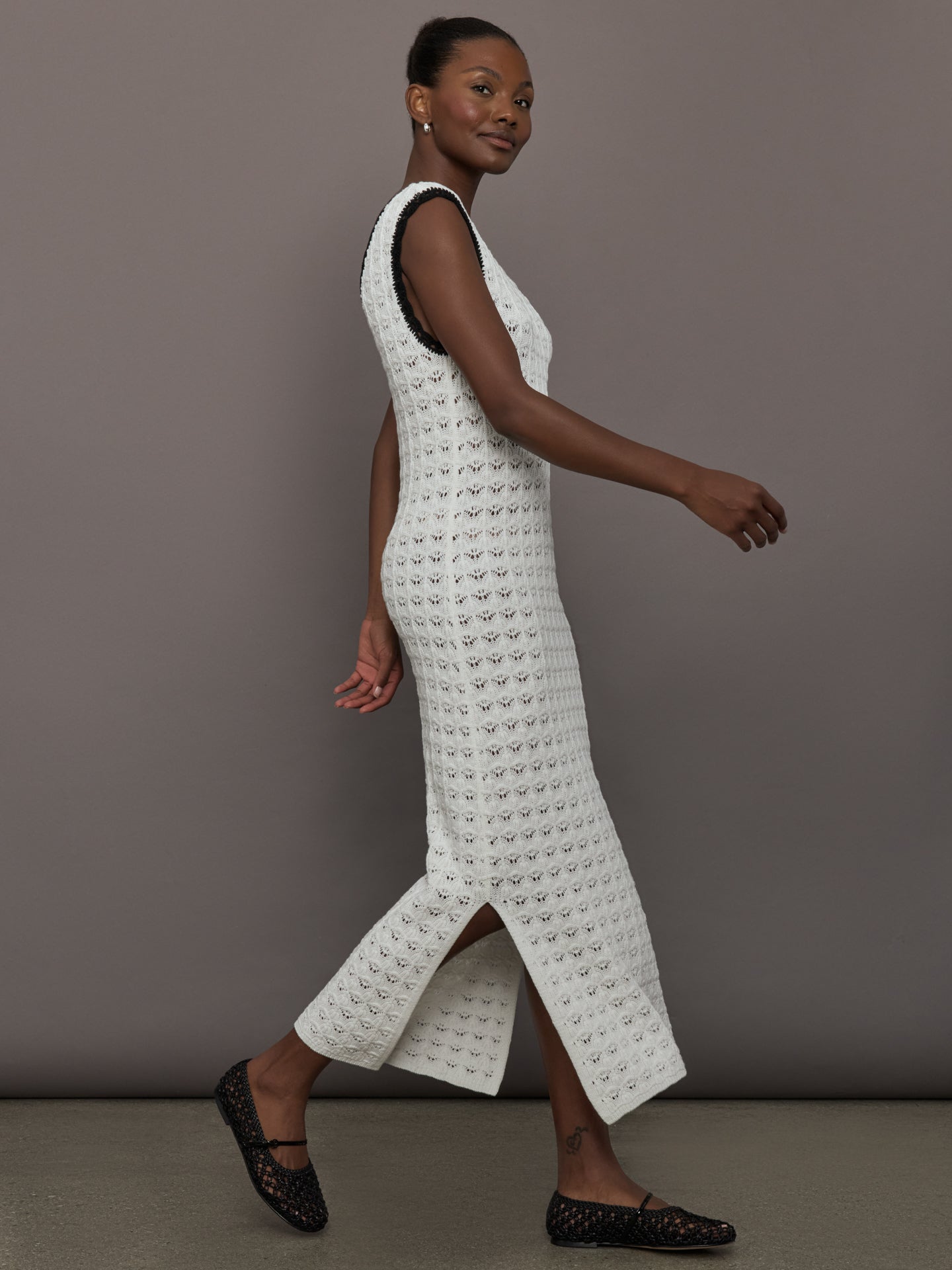 Carbon38 Open Back Knit Crochet Dress - Ivory
