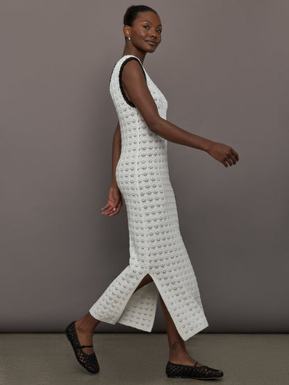 Carbon38 Open Back Knit Crochet Dress - Ivory