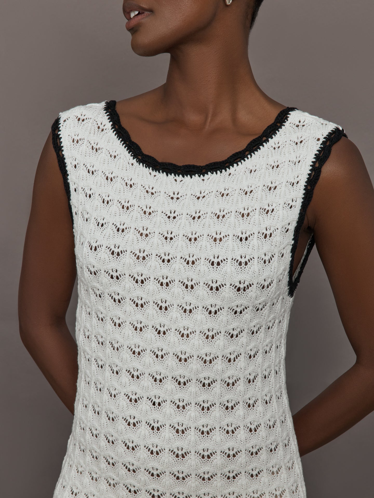 Carbon38 Open Back Knit Crochet Dress - Ivory