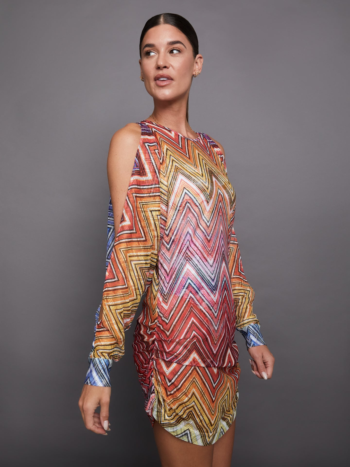 Carbon38 Short Cover Up - Multi Chevron