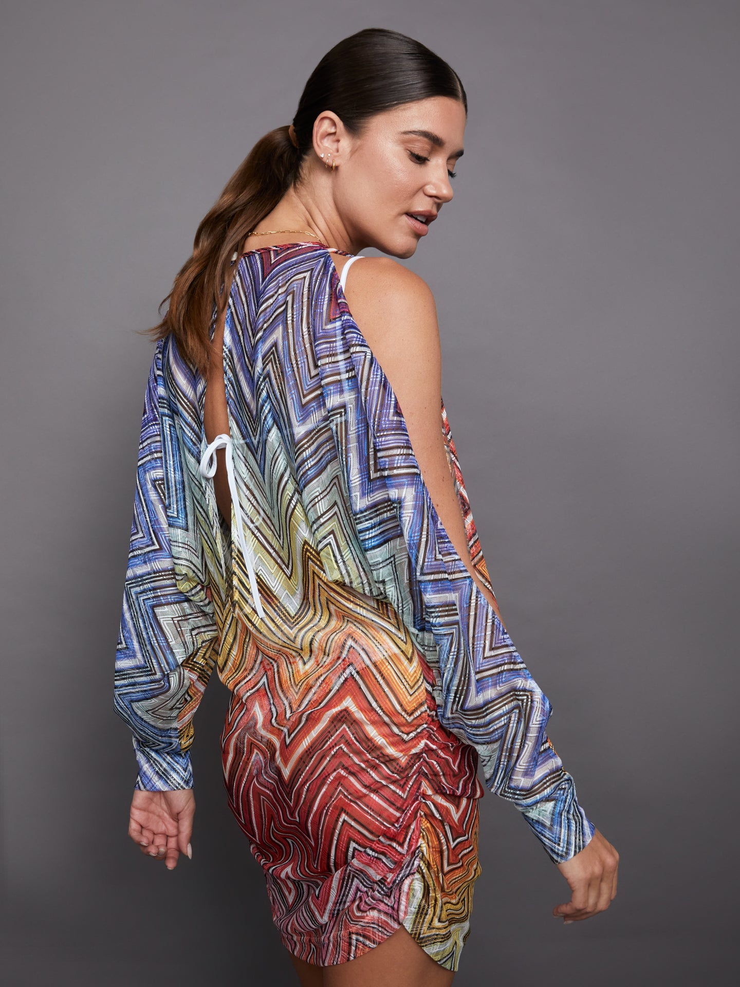 Carbon38 Short Cover Up - Multi Chevron
