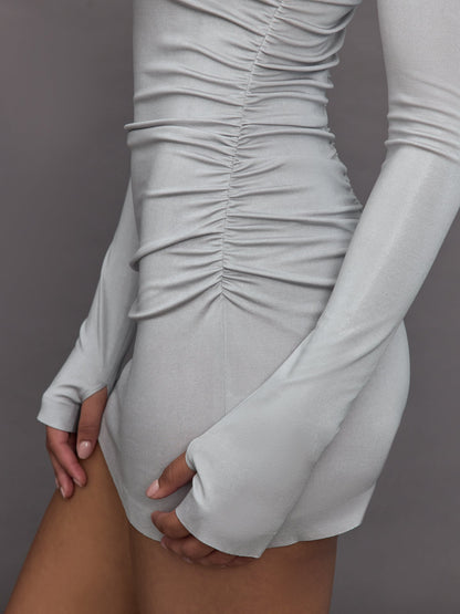 Carbon38 Long Sleeve Turtleneck Pickleball Dress - Dove