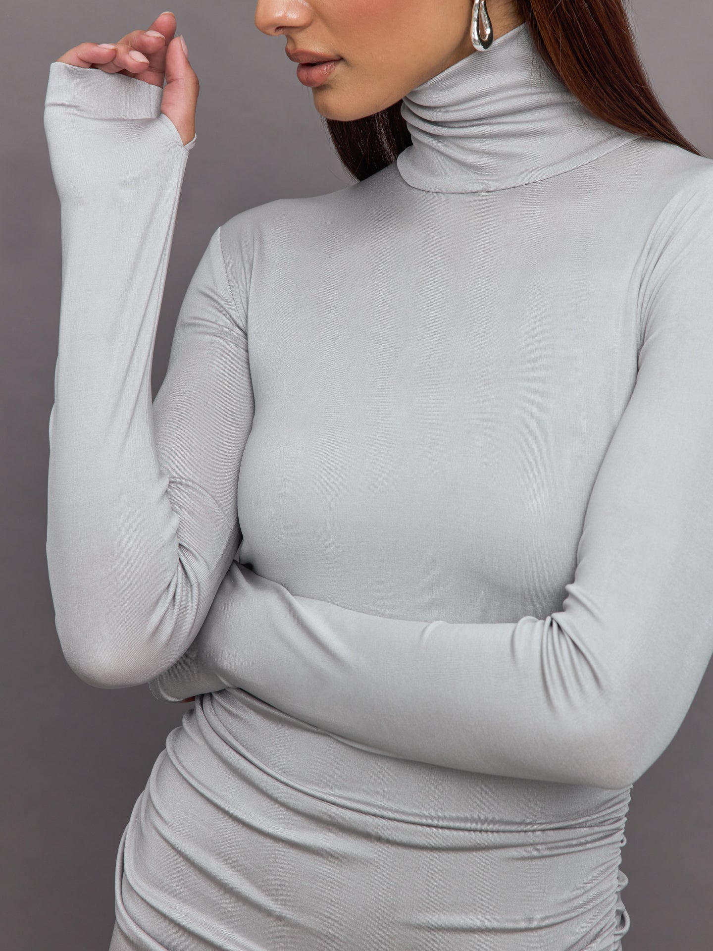 Carbon38 Long Sleeve Turtleneck Pickleball Dress - Dove